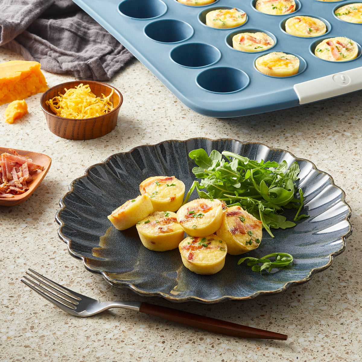 Mini Bacon-Cheddar Egg Bites – Vida by PADERNO