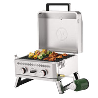 Barbecue portatif au gaz en acier inoxydable à 2 brûleurs