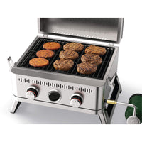 Barbecue portatif au gaz en acier inoxydable à 2 brûleurs